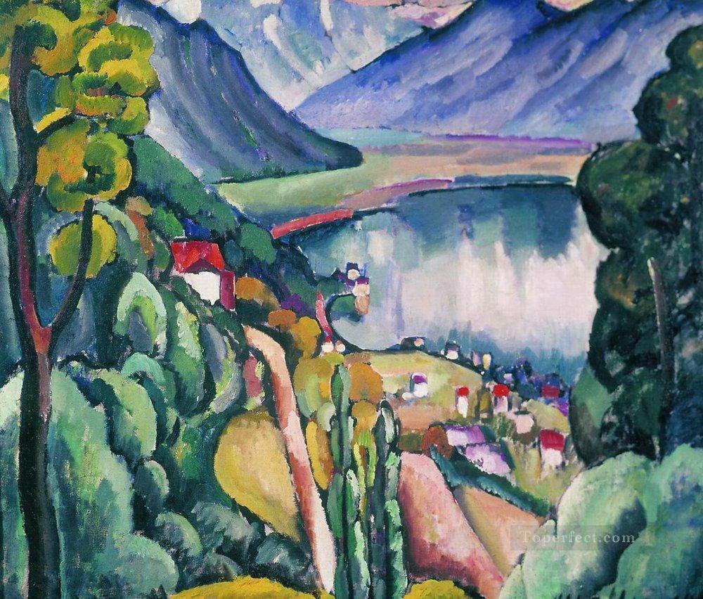 lago de ginebra 1914 Ilya Mashkov paisaje montañas Pintura al óleo